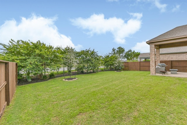 10119 Napier Dr, Iowa Colony, TX 77583 - fenced backyard featuring a patio