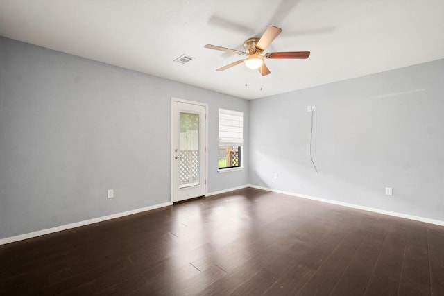 150 Lazy Ln, Livingston, TX 77351 - empty room featuring ceiling fan and dark wood-type flooring