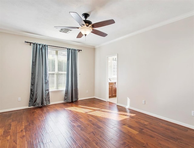 23931 Clover Trl, Katy, TX 77494 - empty room featuring ceiling fan, crown molding, and wood-type flooring