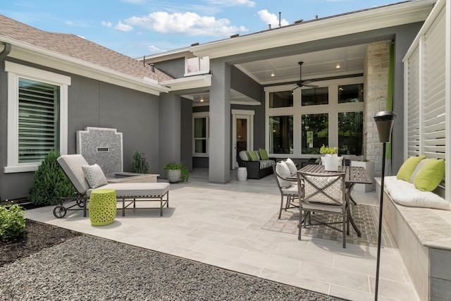 43 W Sawyer Ridge Dr, Spring, TX 77389 - view of patio with outdoor lounge area and a ceiling fan