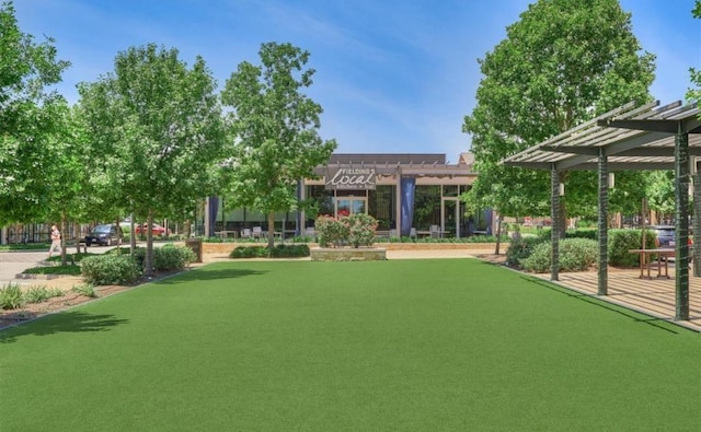 43 W Sawyer Ridge Dr, Spring, TX 77389 - view of yard with a pergola and a putting green