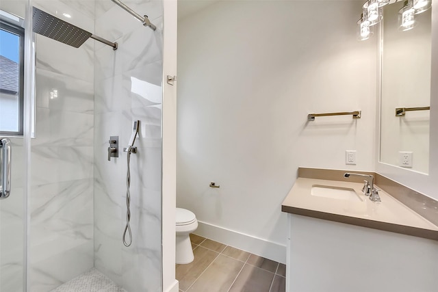 7106 Dearborn St, Houston, TX 77055 - full bathroom featuring a marble finish shower, vanity, and tile patterned floors