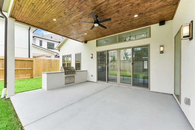 7106 Dearborn St, Houston, TX 77055 - view of patio / terrace with area for grilling and ceiling fan