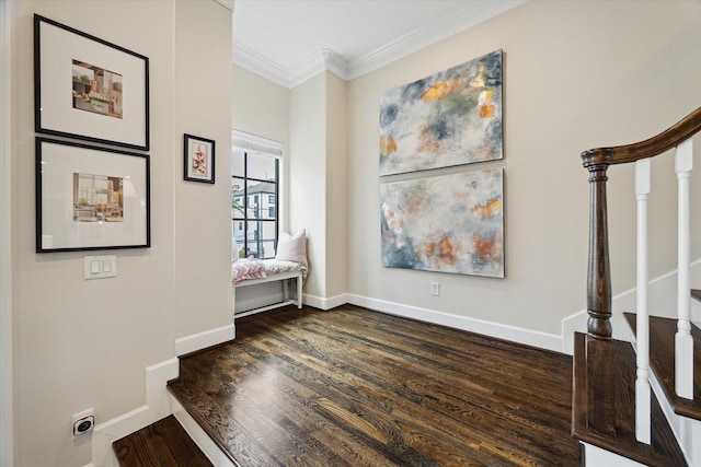 1207 W 24th St Unit A, Houston, TX 77008 - entrance foyer featuring stairway, wood finished floors, and crown molding