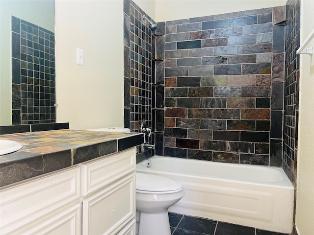 11530 Bellerive Dr, Houston, TX 77072 - bathroom with vanity, shower / bath combination, and tile patterned floors