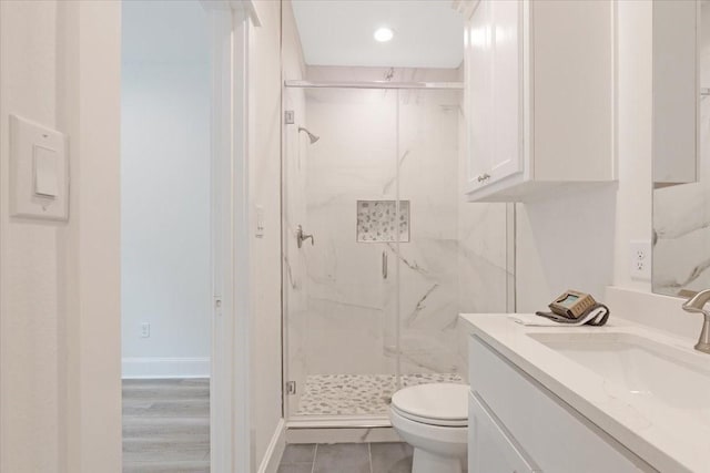 6723 Saint Augustine St, Houston, TX 77021 - full bath with a marble finish shower, vanity, and recessed lighting
