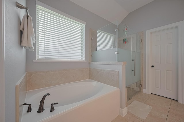 4227 Lodge Ranch Ct, Fulshear, TX 77441 - bathroom featuring a garden tub, a shower stall, and tile patterned floors