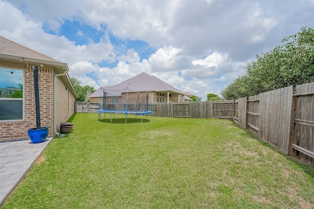 4227 Lodge Ranch Ct, Fulshear, TX 77441 - fenced backyard featuring a trampoline