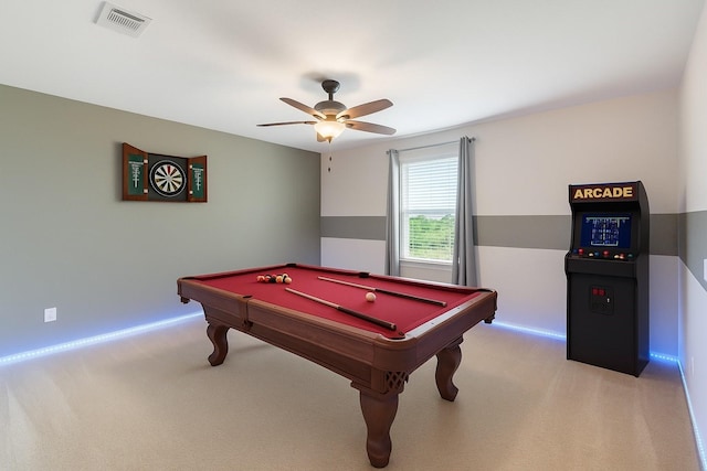 15915 Mountain Willow Way, Cypress, TX 77429 - rec room featuring carpet, pool table, and ceiling fan