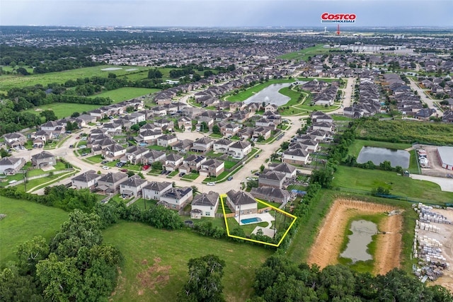 15915 Mountain Willow Way, Cypress, TX 77429 - aerial view of residential area featuring property parcel outlined and a large body of water