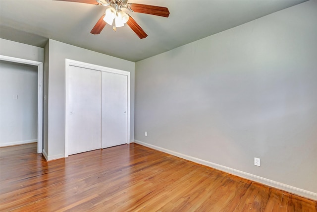6763 Glen Rock Dr, Houston, TX 77087 - unfurnished bedroom with light wood finished floors, a closet, and a ceiling fan