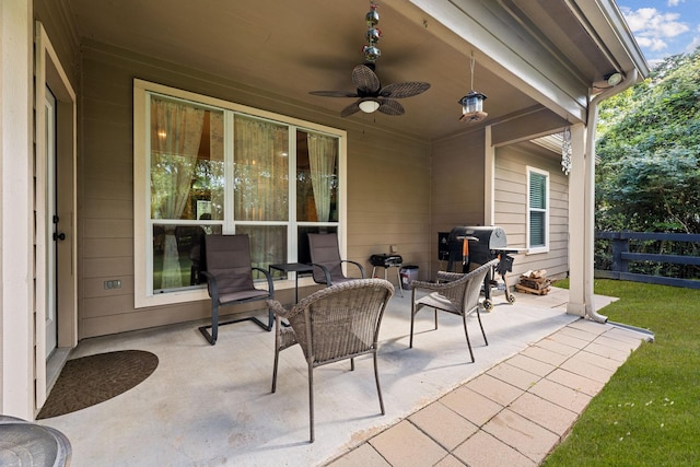 22206 Lantana Dr, Magnolia, TX 77355 - view of patio / terrace featuring ceiling fan and a grill