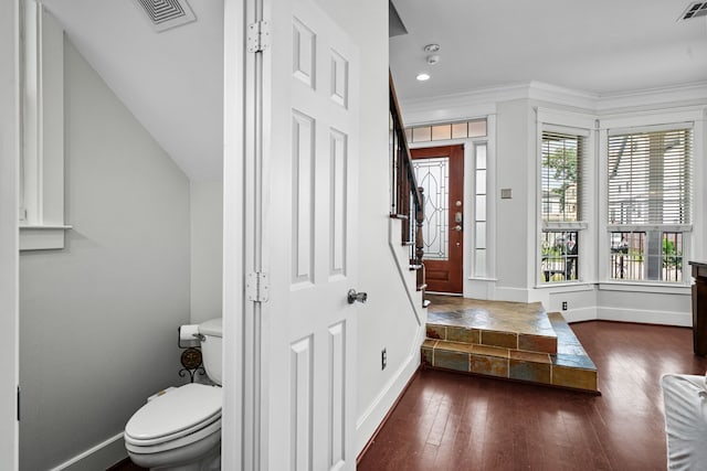 2111 Beall St, Houston, TX 77008 - entryway featuring stairs, hardwood / wood-style flooring, and recessed lighting