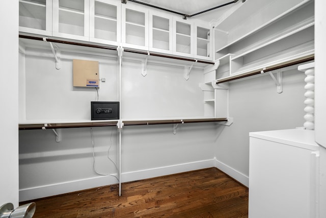 2111 Beall St, Houston, TX 77008 - spacious closet featuring dark wood-style floors and washer / dryer