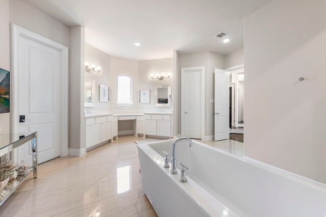 8550 Tombron Grove Rd, Magnolia, TX 77354 - full bath featuring vanity, a garden tub, and recessed lighting