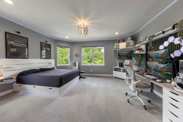 8550 Tombron Grove Rd, Magnolia, TX 77354 - bedroom featuring an office area, recessed lighting, and carpet