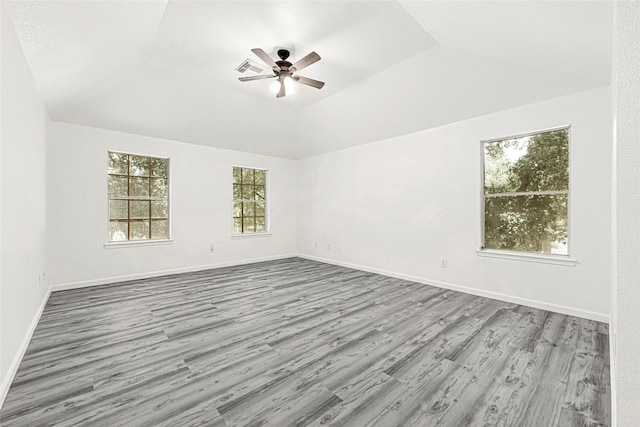 7823 Autumn Hollow Ln, Houston, TX 77041 - empty room featuring wood finished floors, a ceiling fan, and lofted ceiling