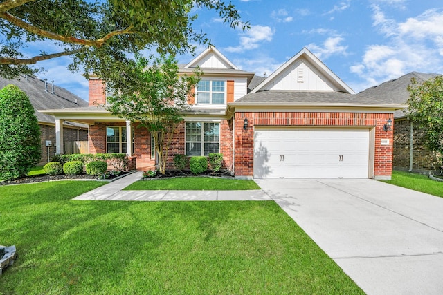 4330 Lasker Brook Ct, Katy, TX 77494 - traditional home featuring a front lawn, brick siding, a garage, and driveway