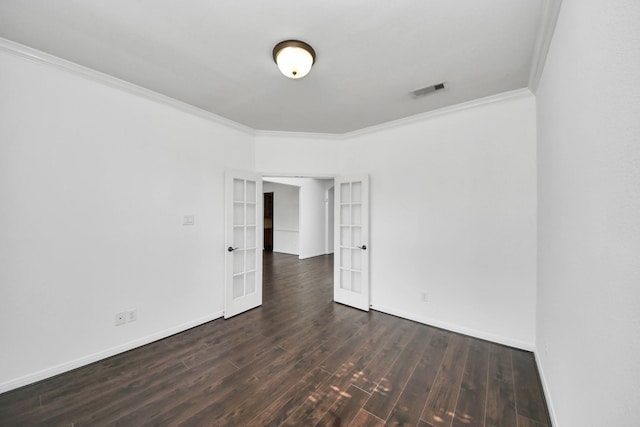 4330 Lasker Brook Ct, Katy, TX 77494 - spare room with french doors, crown molding, and dark wood-style floors