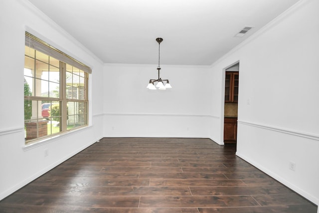 4330 Lasker Brook Ct, Katy, TX 77494 - unfurnished room with a chandelier, crown molding, and dark wood finished floors