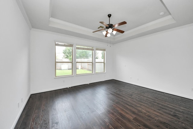 4330 Lasker Brook Ct, Katy, TX 77494 - unfurnished room with a raised ceiling, dark wood finished floors, ceiling fan, and crown molding