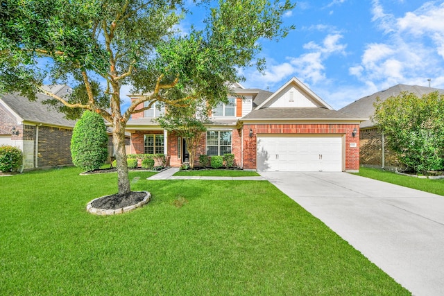 4330 Lasker Brook Ct, Katy, TX 77494 - traditional home with a front yard, a garage, driveway, and brick siding