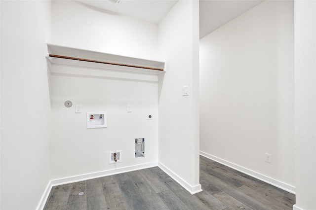 7922 Sealey St, Houston, TX 77088 - laundry area with hookup for an electric dryer, dark wood-style flooring, hookup for a washing machine, and hookup for a gas dryer