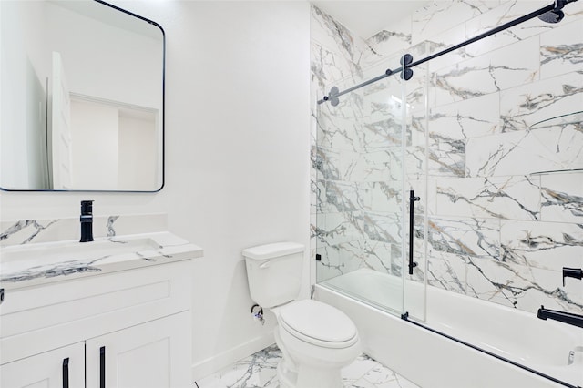 7922 Sealey St, Houston, TX 77088 - bathroom featuring marble finish flooring, bath / shower combo with glass door, and vanity