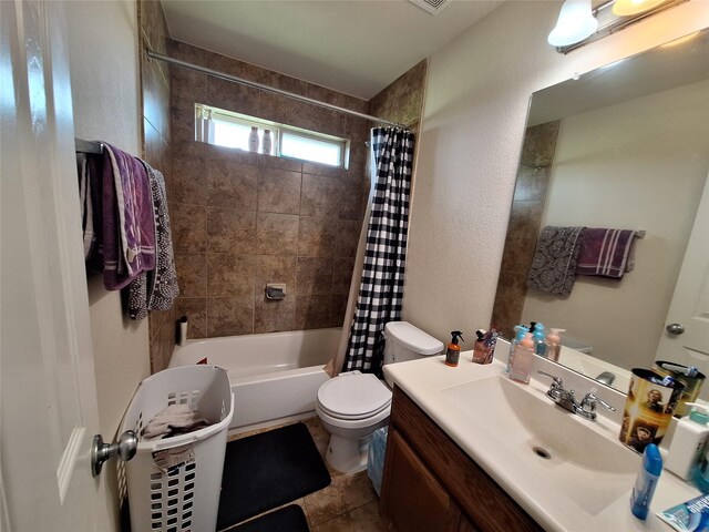 20331 Weeping Pine Way, Richmond, TX 77407 - bathroom featuring vanity, shower / bath combo, and a textured wall