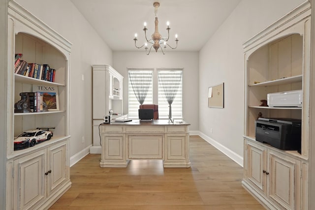 6919 Shoreline View Dr, Katy, TX 77493 - office featuring a chandelier and light wood-style floors