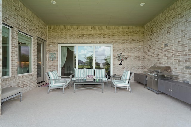 6919 Shoreline View Dr, Katy, TX 77493 - view of patio / terrace with an outdoor living space and grilling area