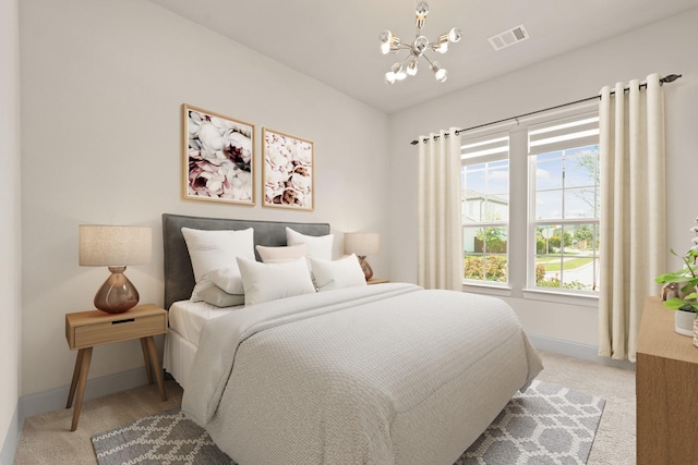 6919 Shoreline View Dr, Katy, TX 77493 - bedroom featuring a chandelier and light carpet