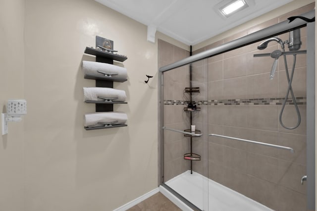 58 Sandpebble Dr, Spring, TX 77381 - bathroom with a shower stall and baseboards