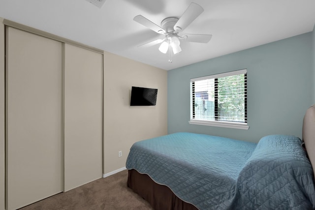 58 Sandpebble Dr, Spring, TX 77381 - bedroom featuring carpet, ceiling fan, and a closet