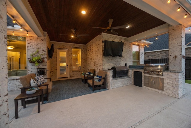 5119 Kendalia Cloud Ln, Fulshear, TX 77441 - view of patio featuring exterior kitchen, ceiling fan, and outdoor lounge area