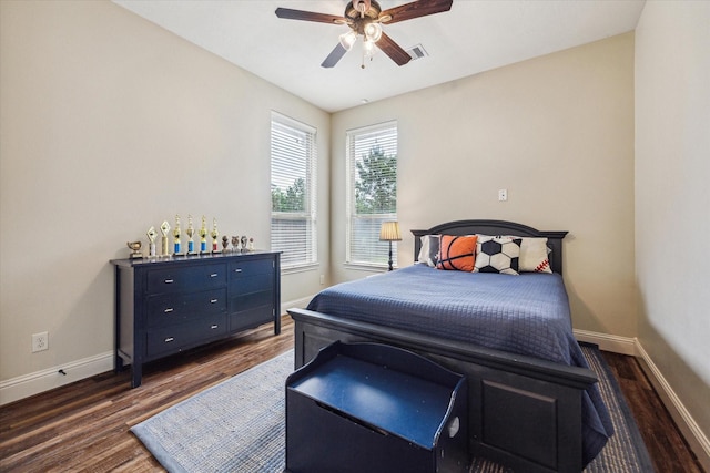 5119 Kendalia Cloud Ln, Fulshear, TX 77441 - bedroom with wood finished floors and ceiling fan