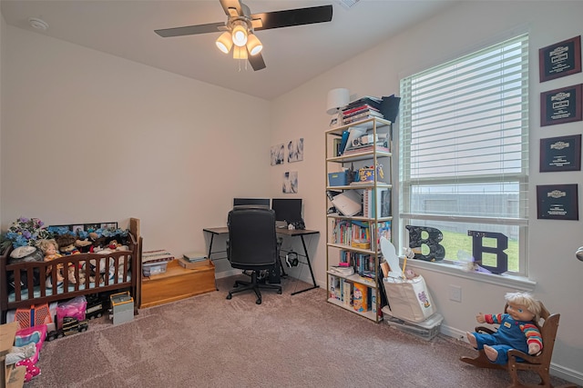7227 Birchville Dr, Rosharon, TX 77583 - office featuring ceiling fan and carpet