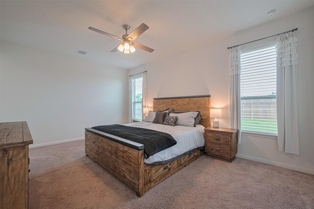 7227 Birchville Dr, Rosharon, TX 77583 - bedroom with light colored carpet and a ceiling fan
