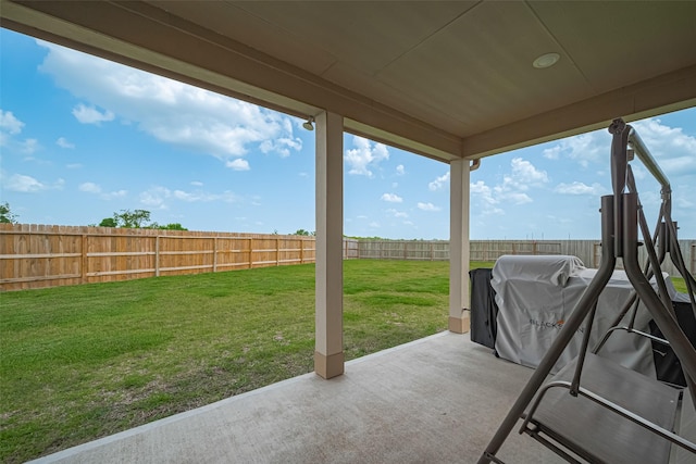 7227 Birchville Dr, Rosharon, TX 77583 - fenced backyard with a patio and area for grilling