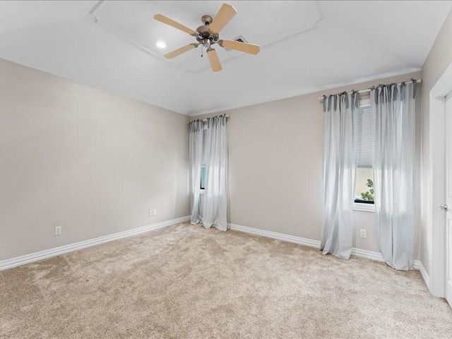 405 Reinerman St, Houston, TX 77007 - unfurnished room with light carpet, a ceiling fan, and vaulted ceiling