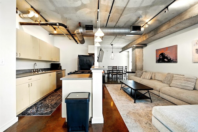 2000 Bagby St Unit 5423, Houston, TX 77002 - living room with finished concrete floors