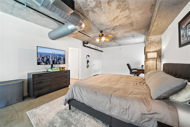 2000 Bagby St Unit 5423, Houston, TX 77002 - bedroom with concrete floors and a ceiling fan
