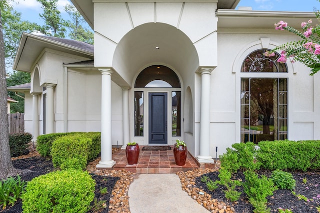 13722 Vinery Ln, Cypress, TX 77429 - doorway to property featuring stucco siding