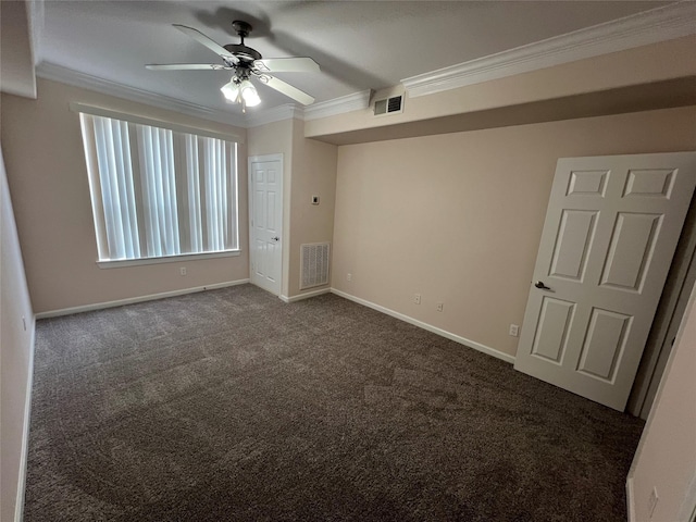 6633 W Sam Houston Pkwy S Unit 1A, Houston, TX 77072 - unfurnished bedroom with crown molding, dark colored carpet, and a ceiling fan