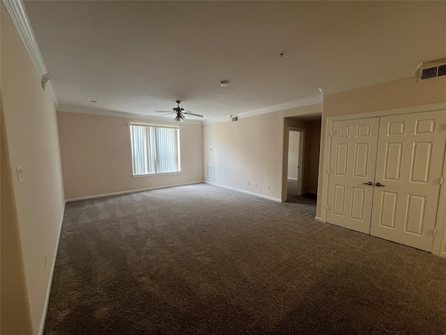 6633 W Sam Houston Pkwy S Unit 1A, Houston, TX 77072 - unfurnished room with ornamental molding, carpet floors, and ceiling fan
