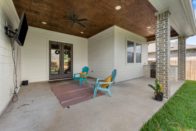 2619 Portland Ave, College Station, TX 77845 - view of patio featuring french doors and a ceiling fan