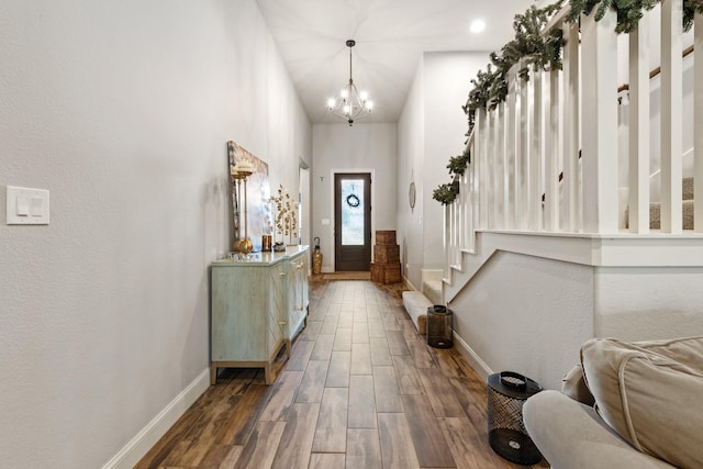 2619 Portland Ave, College Station, TX 77845 - entryway featuring dark wood-style flooring and a chandelier