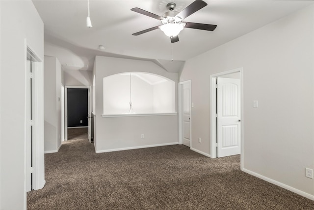18723 Pilot Knolls Dr, Cypress, TX 77433 - carpeted empty room with ceiling fan and vaulted ceiling