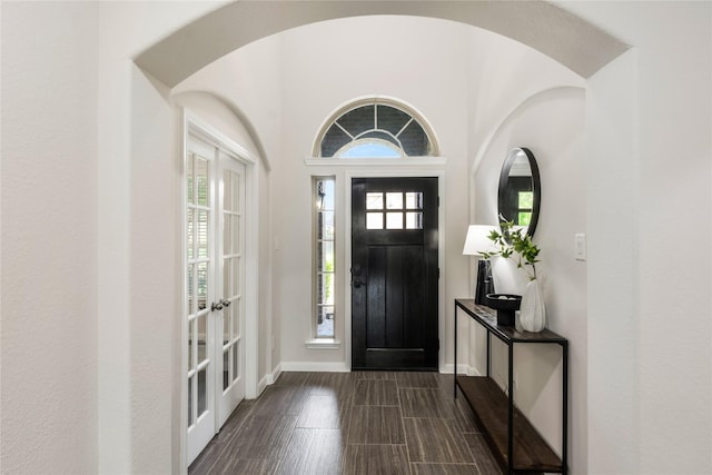 18723 Pilot Knolls Dr, Cypress, TX 77433 - entrance foyer featuring french doors and dark wood-type flooring