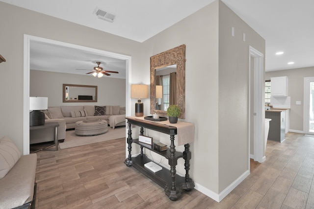 17214 Shadow Valley Dr, Spring, TX 77379 - hall with light wood finished floors and recessed lighting